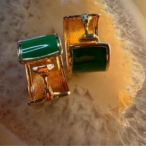 Vintage Green and Gold Earrings